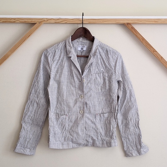 Uniqlo Jackets & Blazers - Linen Chore Coat - Ticking Stripe on White - XS